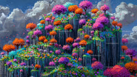 Vibrant Fantasy Mountain Landscape With Colorful Trees
