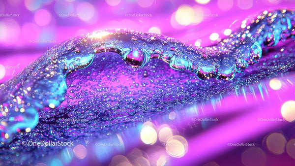 Vivid Water Droplets on Purple Background