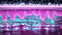 Macro View of Vibrant Purple and Pink Liquid Droplets