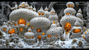 Mystical Village with Glowing Domes in Winter