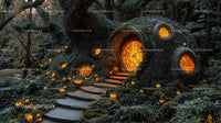Enchanted Forest House with Glowing Windows