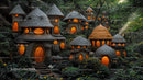 Enchanted Forest Village with Glowing Stone Cottages