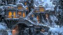 Enchanting Snow-Covered Castle with Glowing Windows