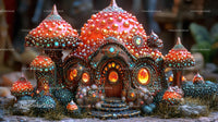 Enchanting Mushroom House with Vibrant Ornamentation