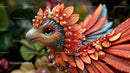 Vibrant Fantasy Bird with Intricate Orange Feathers
