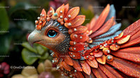 Vibrant Fantasy Bird with Intricate Orange Feathers