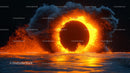 Fiery Solar Eclipse Over Ocean with Dramatic Glow