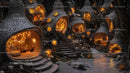Whimsical Mushroom Houses in Enchanted Forest at Night