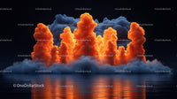 Dramatic Orange Clouds Reflecting Over Calm Water