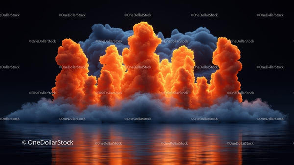 Dramatic Orange Clouds Reflecting Over Calm Water