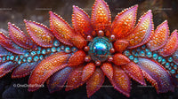 Intricate Gemstone Floral Pattern with Vibrant Colors