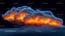 Fiery Cloud Illumination Against Dark Sky