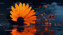 Fiery Orange Explosion with Reflective Surface