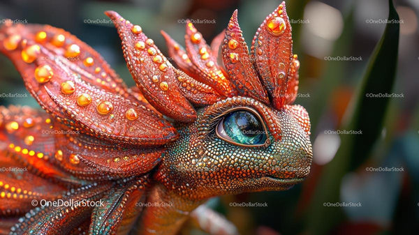Vibrant Fantasy Lizard with Intricate Details