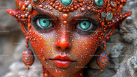 Fantasy Portrait of a Mythical Character with Vibrant Patterns