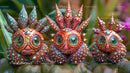 Vibrant Sculptures with Intricate Gem Details