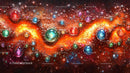 Vibrant Cosmic Jewel Swirl with Shimmering Orbs