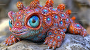 Colorful Exotic Lizard with Intricate Patterns on Rock