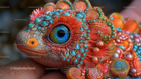 Intricate Close-Up of a Colorful Artistic Lizard