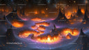 Futuristic Volcanic Terrain Under Starry Night