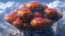 Vibrant Fantasy City with Orange Domes and Flowers