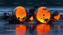Abstract Orange Spheres Exploding with Vibrant Energy