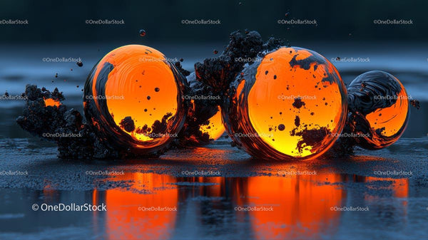 Abstract Orange Spheres Exploding with Vibrant Energy