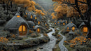 Rustic Hobbit Houses in Enchanted Autumn Forest