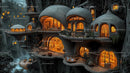 Fantasy Treehouse Village with Glowing Windows