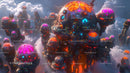 Futuristic Neon Dome City Amongst the Clouds