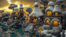 Enchanting Snowy Village with Cozy Cottages at Twilight