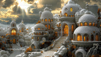 Enchanting Fantasy Cityscape with Glowing Domes