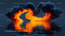 Fiery Cloud Reflection Over Ocean at Twilight