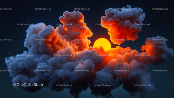 Dramatic Sunset with Vibrant Clouds and Orange Glow