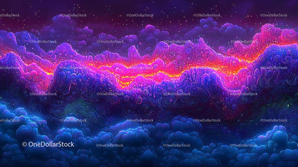 Surreal Cosmic Landscape with Vivid Colors and Clouds