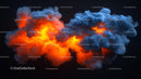 Fiery Explosion with Vibrant Smoke Clouds