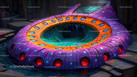 Futuristic Neon Portal in a Sci-Fi Underground Landscape