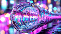 Vibrant Neon Glass Tube with Light Reflections