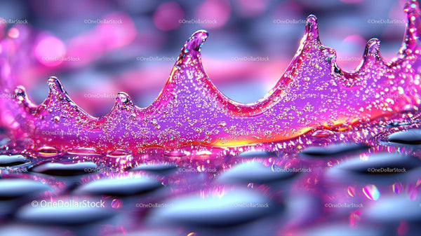 Vibrant Pink Water Splash with Bubbles in Macro View