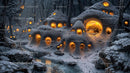 Enchanted Winter Forest with Glowing Huts
