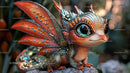 Adorable Fantasy Dragon with Vibrant Wings and Big Eyes