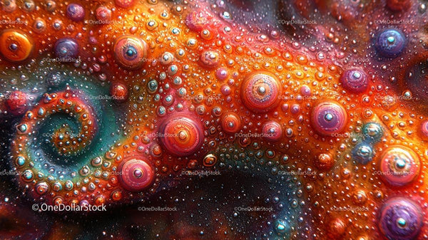 Vibrant Abstract Art with Dynamic Bubble Pattern