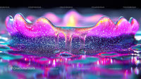 Vibrant Liquid Splash with Neon Colors and Abstract Art