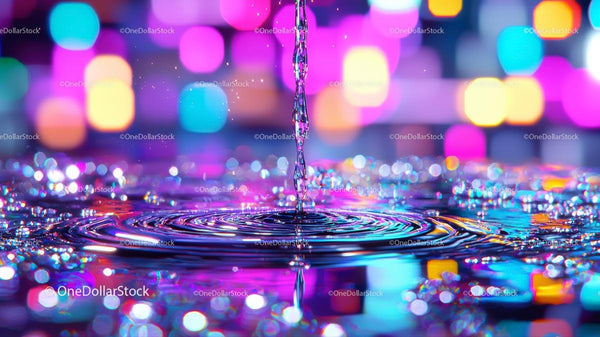 Żywe fale wody z kolorowym tłem bokeh