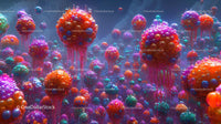 Vibrant Abstract Spheres in a Dreamlike Fantasy World