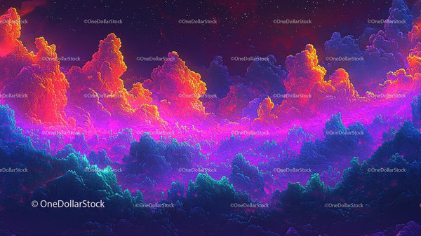 Vibrant Fantasy Clouds at Surreal Sunset