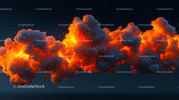 Dynamic Explosion with Fiery Clouds and Intense Flames