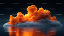 Vibrant Orange Cloud Hovering Over Calm Waters