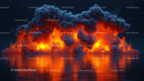 Dramatic Explosion with Fiery Reflection Over Water