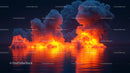 Dramatic Fiery Clouds Reflecting on Calm Ocean